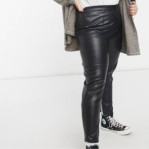 ASOS “In The Style” Plus faux leather high waist pants in black